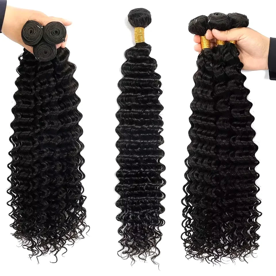 Brazilian Deep Wave Bundles With HD Lace Closure/Frontal