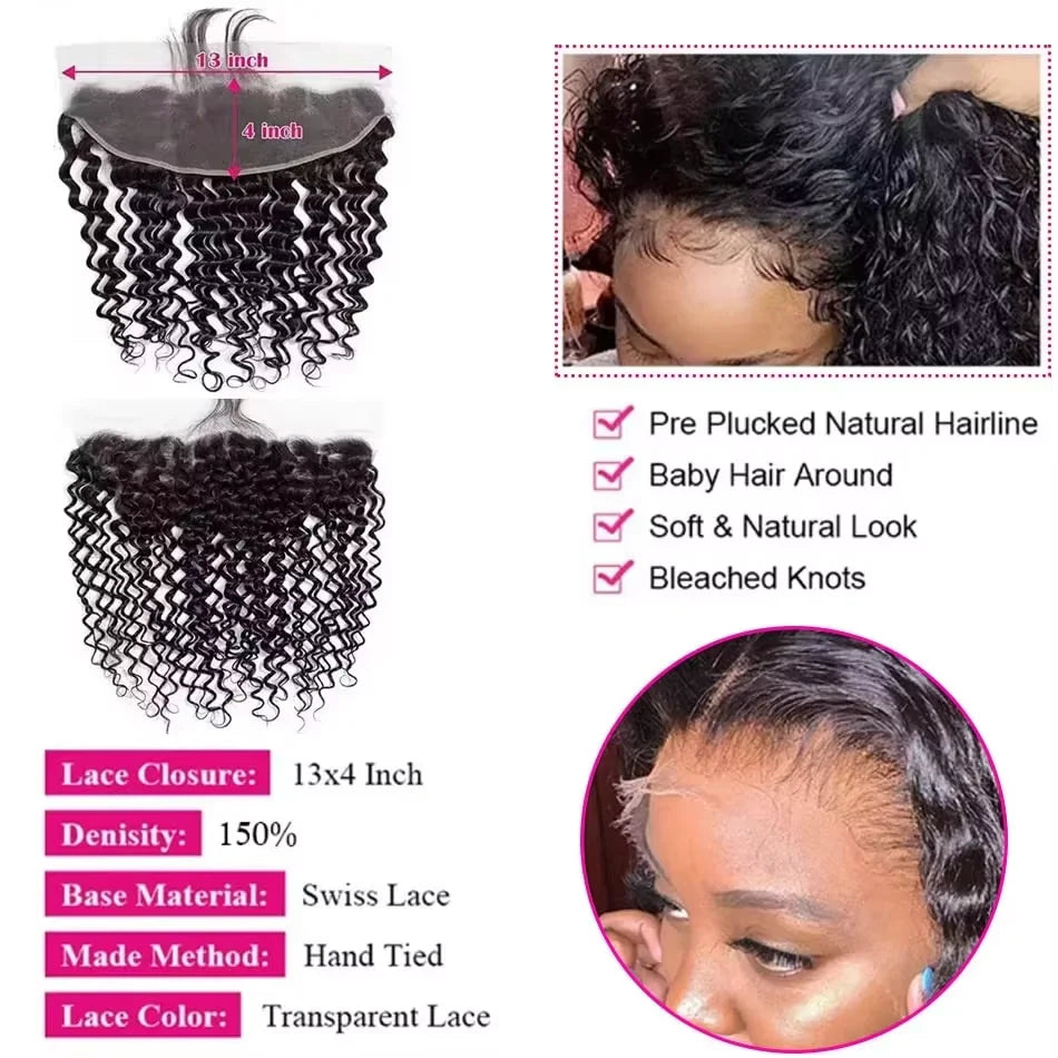 Brazilian Deep Wave Bundles With HD Lace Closure/Frontal